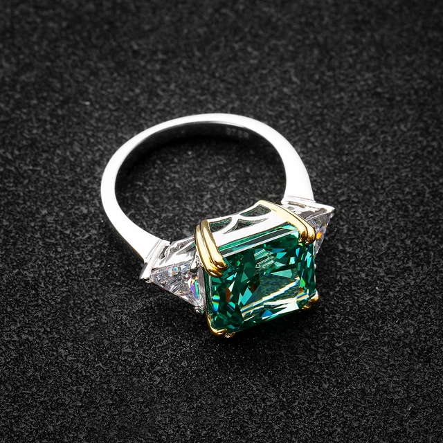 Emerald High Carbon Diamond Rings For Women - Wedding Fine Jewelry 4