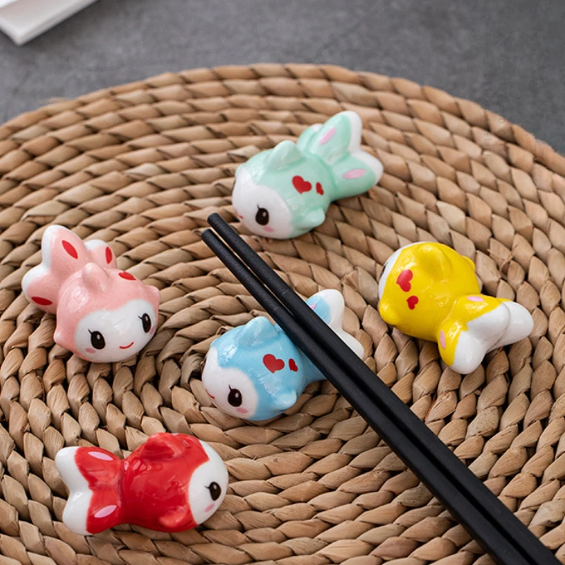 

Cute Goldfish Ceramic Chopsticks Holder Japanese Chopstick Spoon Rack Fork Spatula Rack Kitchen Tableware Utensil Accessories