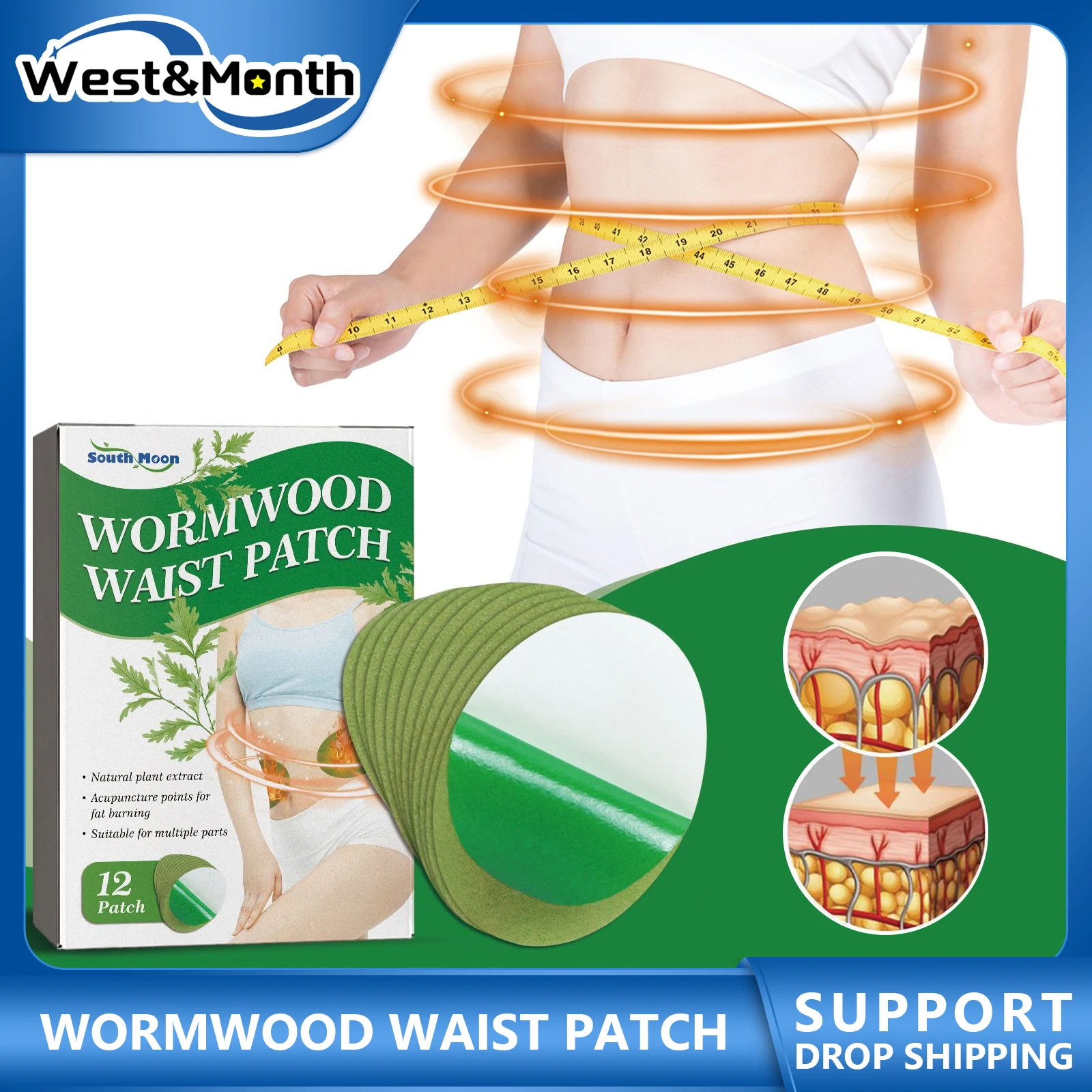 

Herbal Wormwood Slimming Waist Paste Moxibustion Plaster Weight Loss Reduce Cellulite Body Shaping Fat Burning Detox Health Care