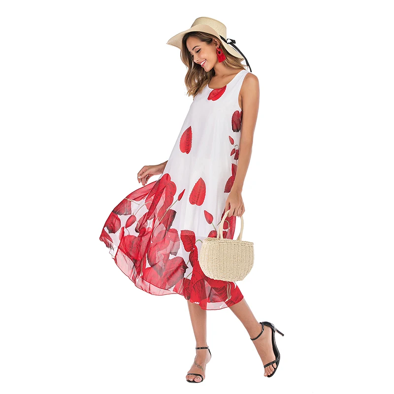 

Chiffon print skirt sleeveless women