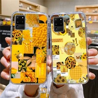 yellow polaroid stitching phone case for samsung galaxy s10 s10e s8 s9 plus s7 a70 edge note10 transparent cove
