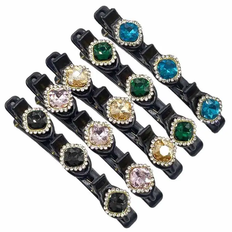 

Crystal Stone Braided Hair Clips Women Multi Clip Sparkling Hair Barrette Hair Style Tools Accessories For Dancing Wedding Party