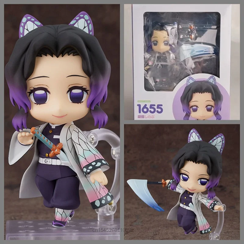 

Anime Demon Slayer Kochou Shinobu 1655 Q Ver Action Figure Butterfly Ninja Girl Change Face PVC Model Cute Doll Collection Gift