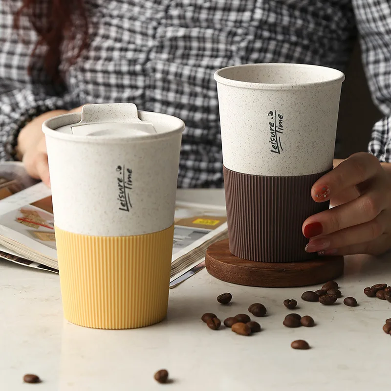 

Japanese coffee cup, lovers' Cup, wheat straw portable cup, take away coffee cup