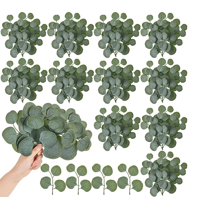 

200 Pieces Artificial Eucalyptus Leaves Stems Faux Greenery Fall Stems Eucalyptus Stems With Fake Leaves Filler Wedding