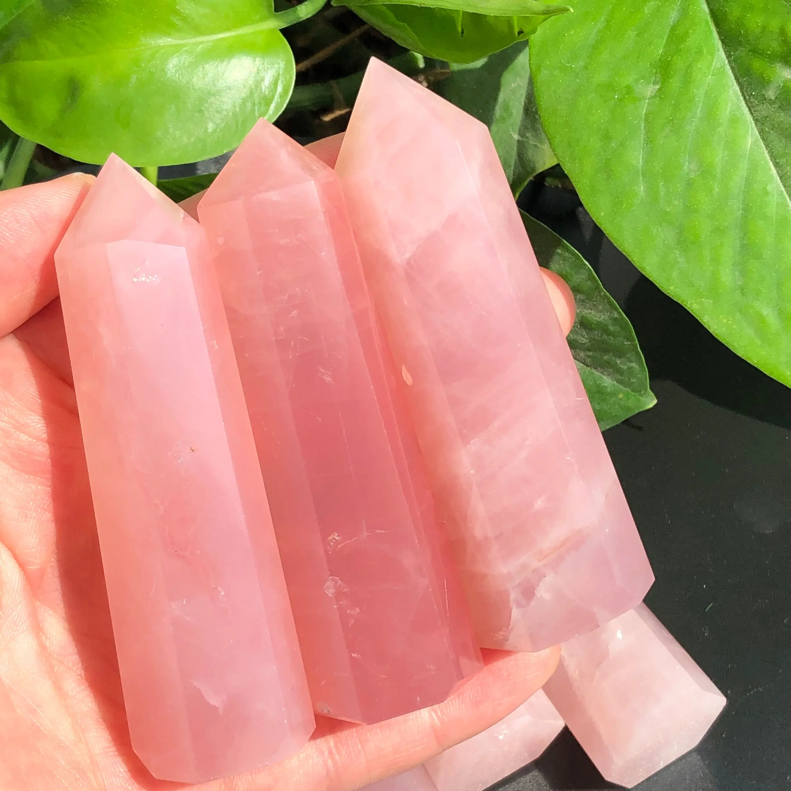 

Natural Rose Quartz Tower Crystal Stone Healing Thing Huge Energy Material Room Ornament 9-10CM