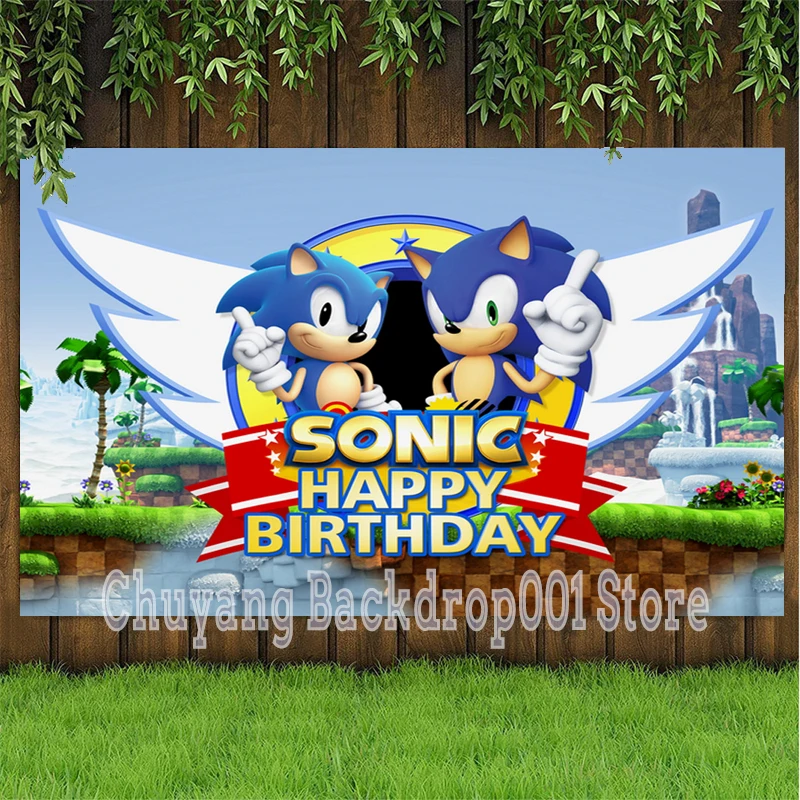 

Blue Sky Castles Cartoons Custom Happy Birthday Backdrop Speed Boy Hero Kids Birthday Party Table Decor Background Photo Poster