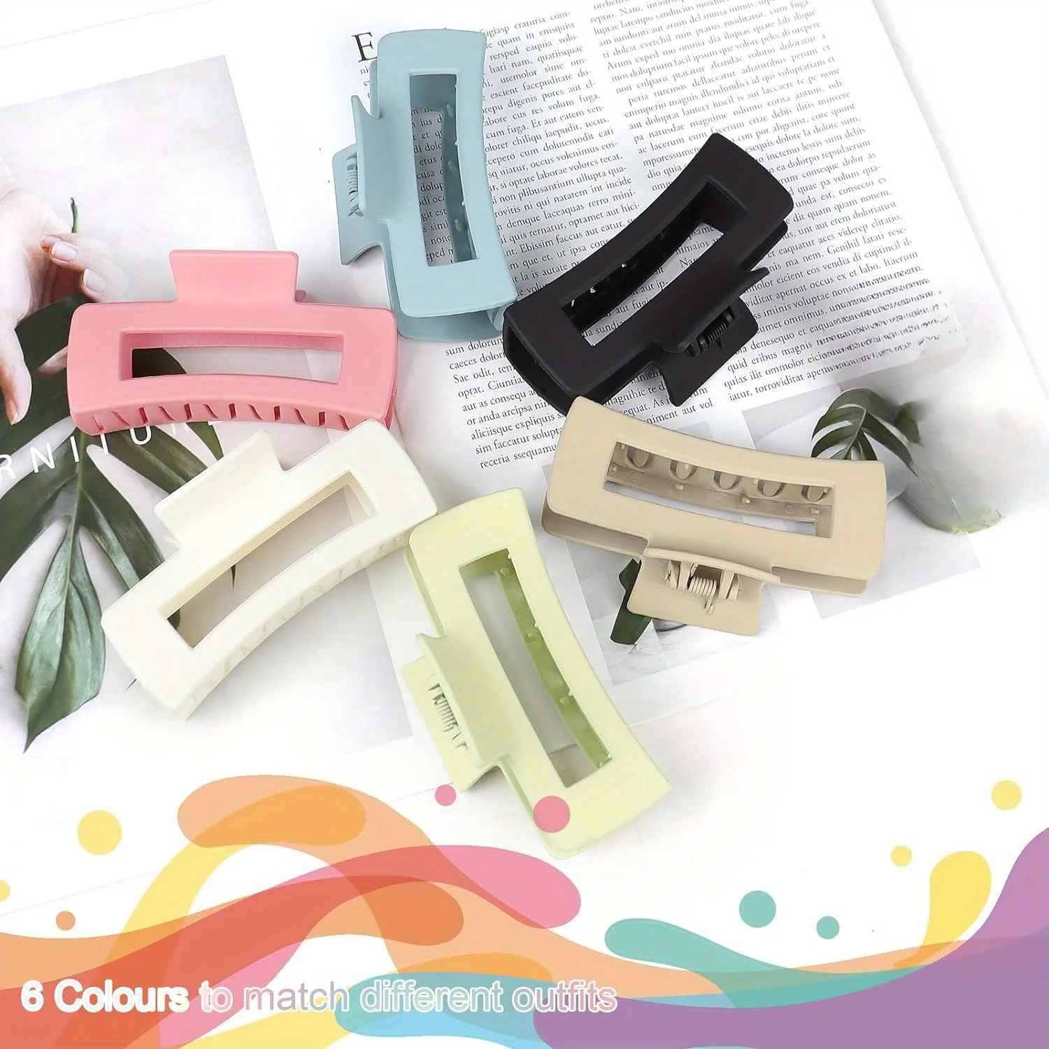 Большие заколки для волос женщин 6 шт. 3 98 дюйма квадратные нескользящие матовые