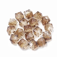 100pcs acrylic beads geometry polygon two tone transparent spray painted loose beads for diy jewelry making suppies