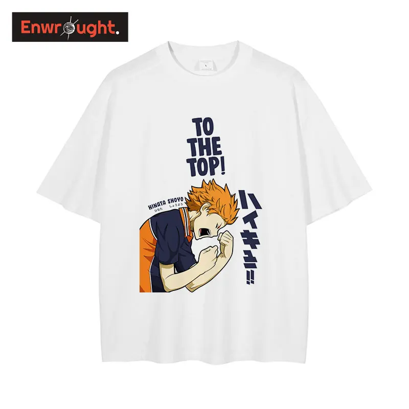 

Anime Haikyuu T Shirts Streetwear Hinata Shoyo Graphic T-shirt Harajuku Retro Manga Tshirts 100% Cotton Oversized Tops Tees Men