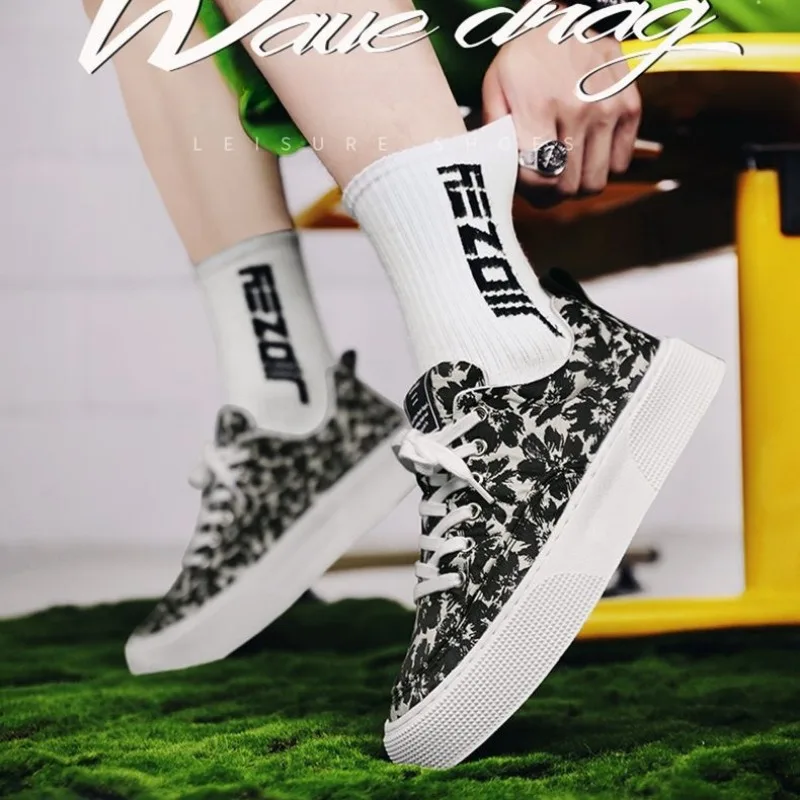 Мужские повседневные ботинки коричневые парусиновые с изображением льда