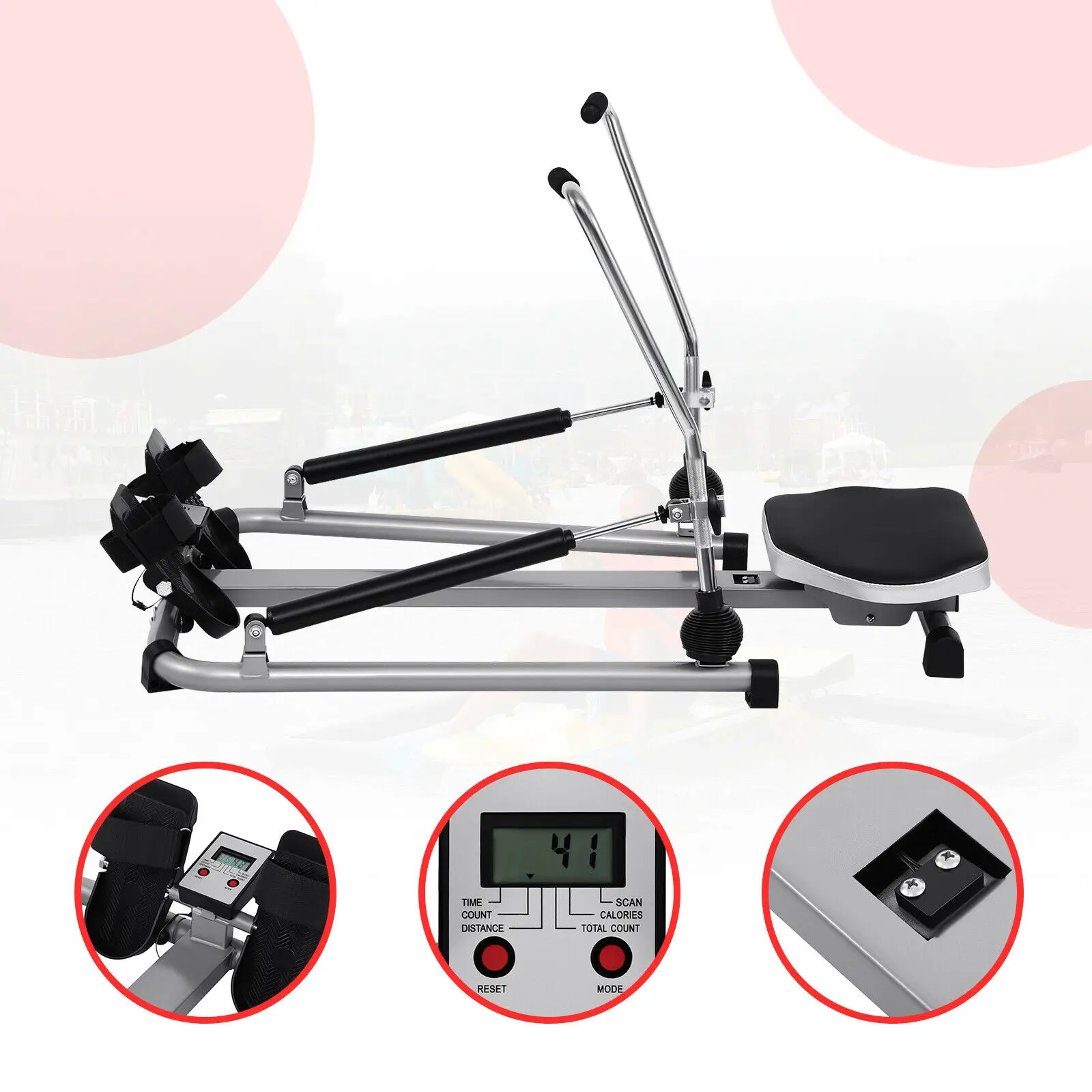 

Row Machine Hydraulic Rower Training Fitness Equipment with LCD Display