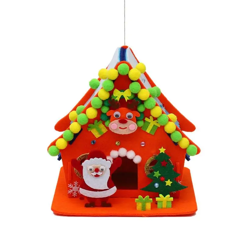 

Christmas House Felt Decor Handmade DIY Home Statue Toys With Appliques Tabletop Display House Model Set For Living Room Bedroom
