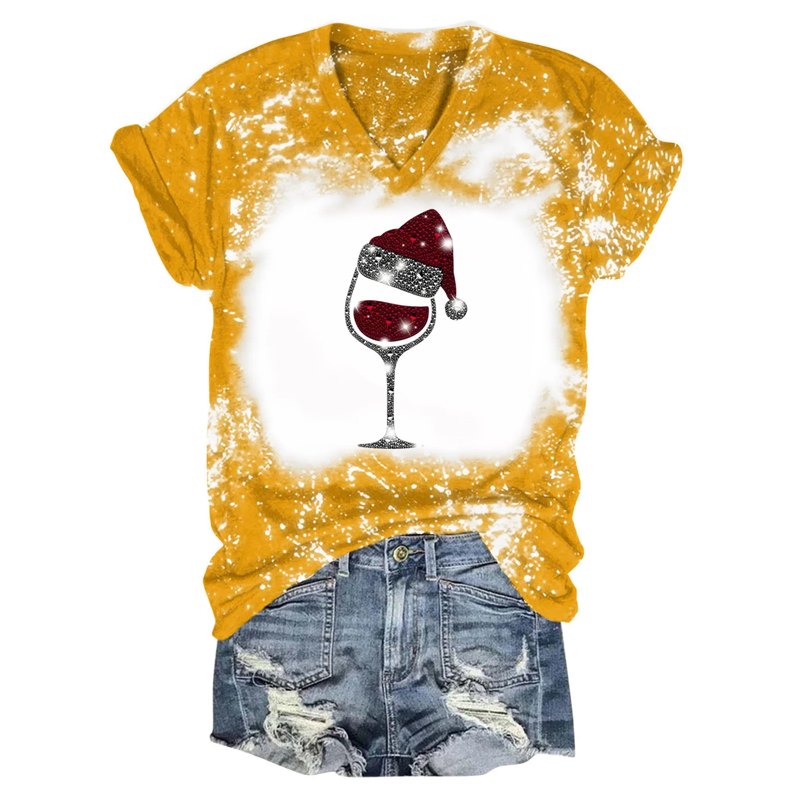 

Women Sweater Blouses Women Christmas Printed Shirt For Womens Casual Short Tie Dye Halloween Cute Athletic Shirts for Women