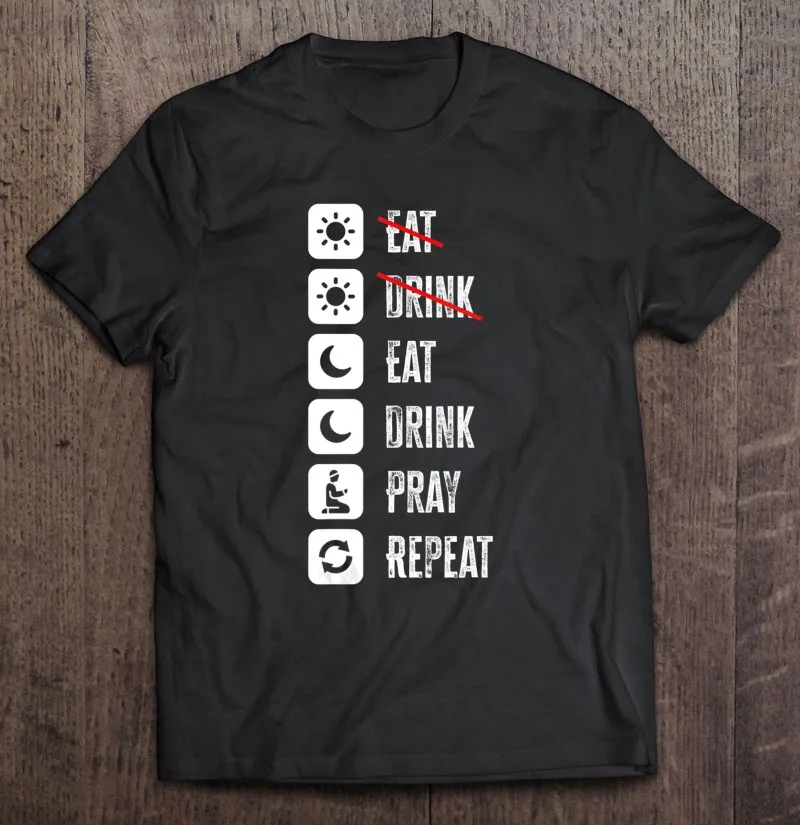 

Футболка Мужская/женская с надписью «Eat Drink» и повторяющимся режимом