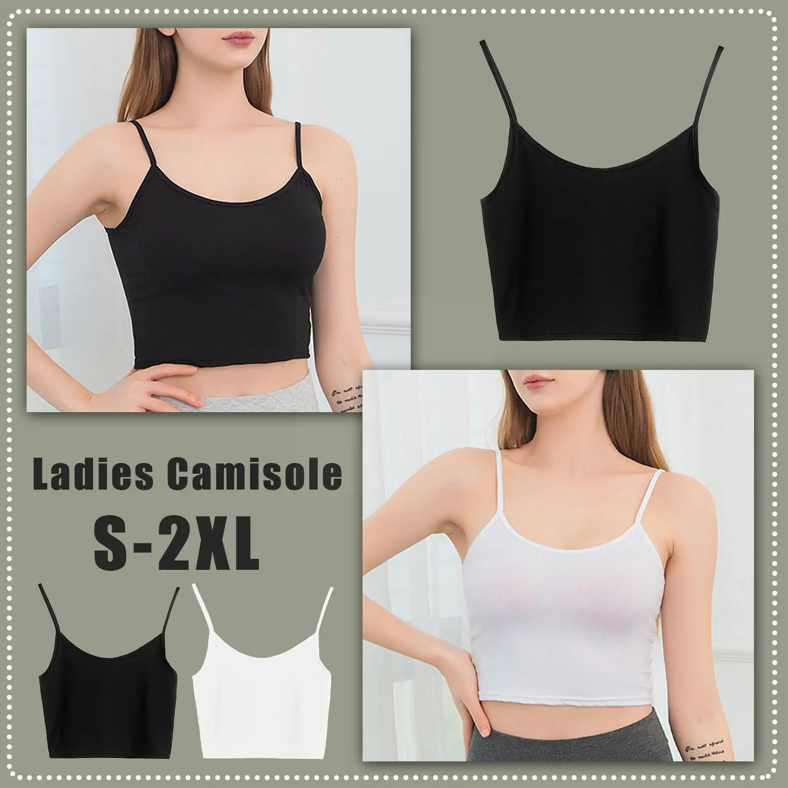 

Ladies Summer Stretchy Vest Plain T-shirt Cotton Camisole Tops U-back Casual Women's Sexy Vest Top Vest Women's Short P2g8