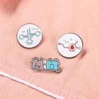 science enamel pin chemical symbol happy omg lucky brooch fun mens and womens jewelry gifts accessories badges
