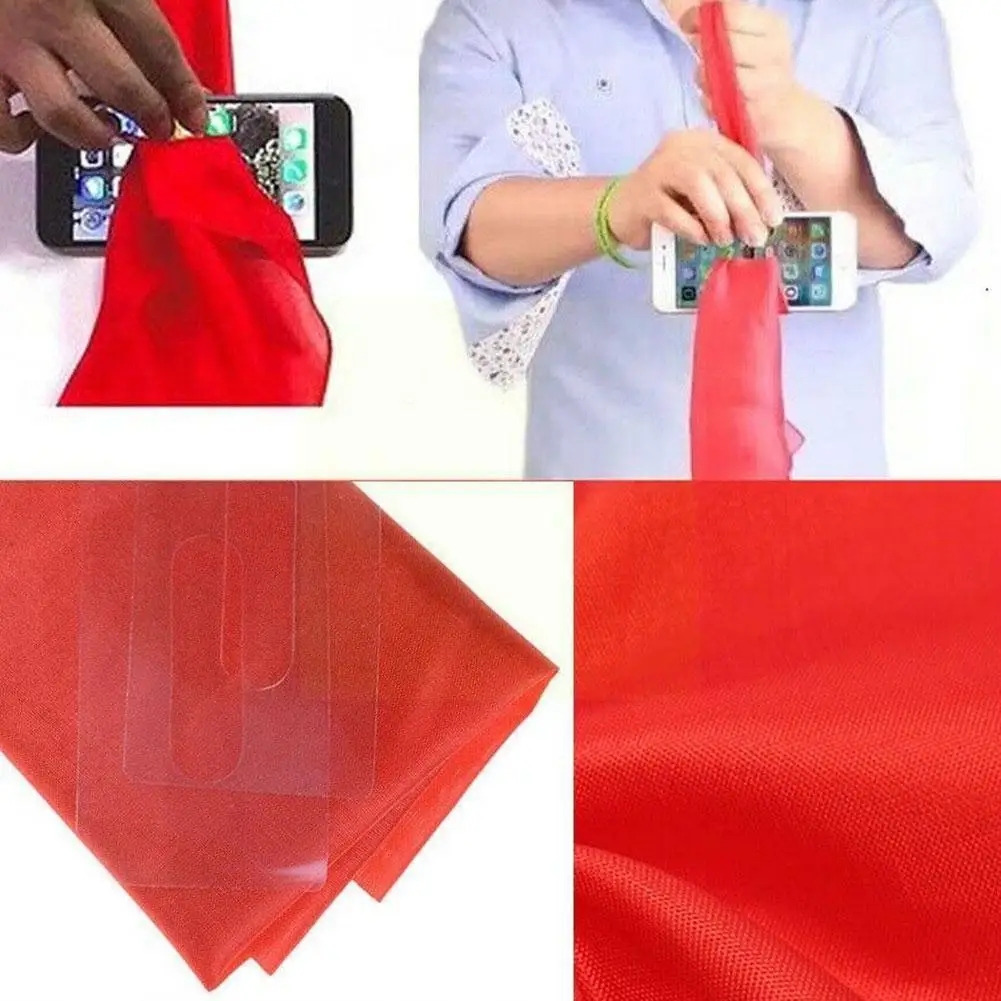 

Red Magic Props Silk Scarf Close Up Magic Tricks Silk Phone Through Gag Props Professional Magicians Funny Toys Magic G7i3