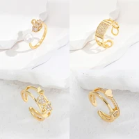 new love heart swan and square diamond open ring real gold fashion ring for ladies