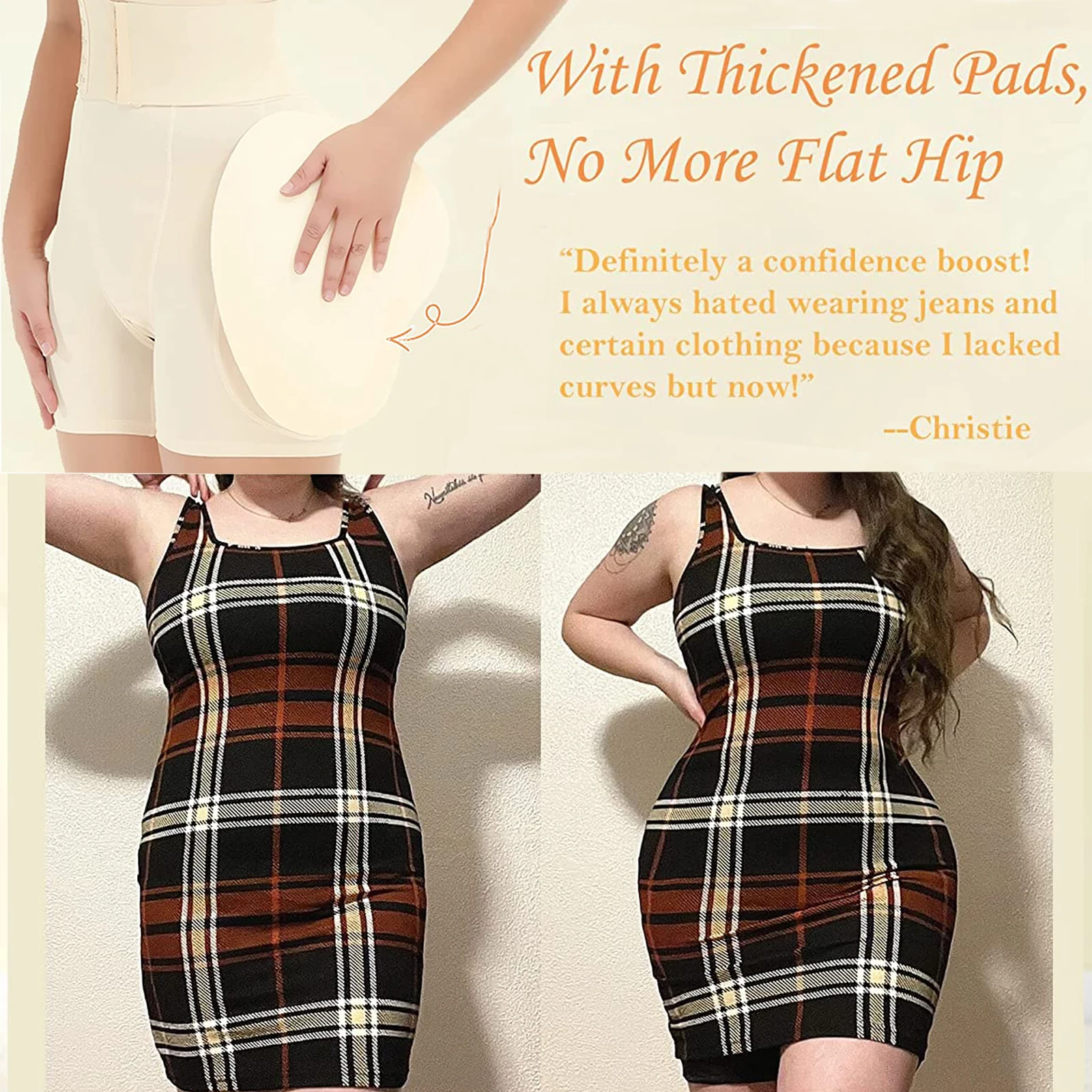 Hip Padded Shorts For Women Booty Enhancer High Waist Adjustable Tummy Control Butt Lifter Fake Ass Panty Plus Size Open Crotch