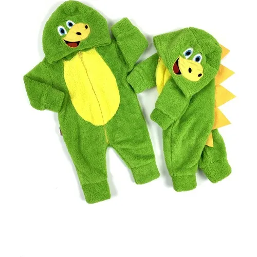 

Bebesev Baby Dino Welsoft Zipper Jumpsuit Dinosaur cute green Baby sleep comfortable soft