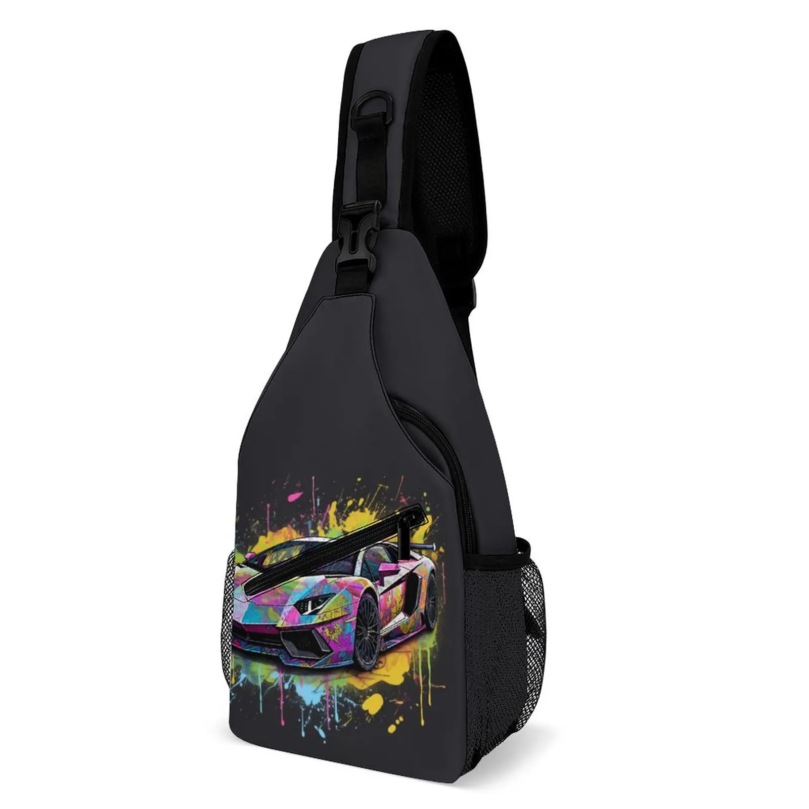 

Luxury Sports Car Shoulder Bags Grafitti Psychadelic Leisure Chest Bag Men Phone Sport Sling Bag Fishing Custom Crossbody Bags
