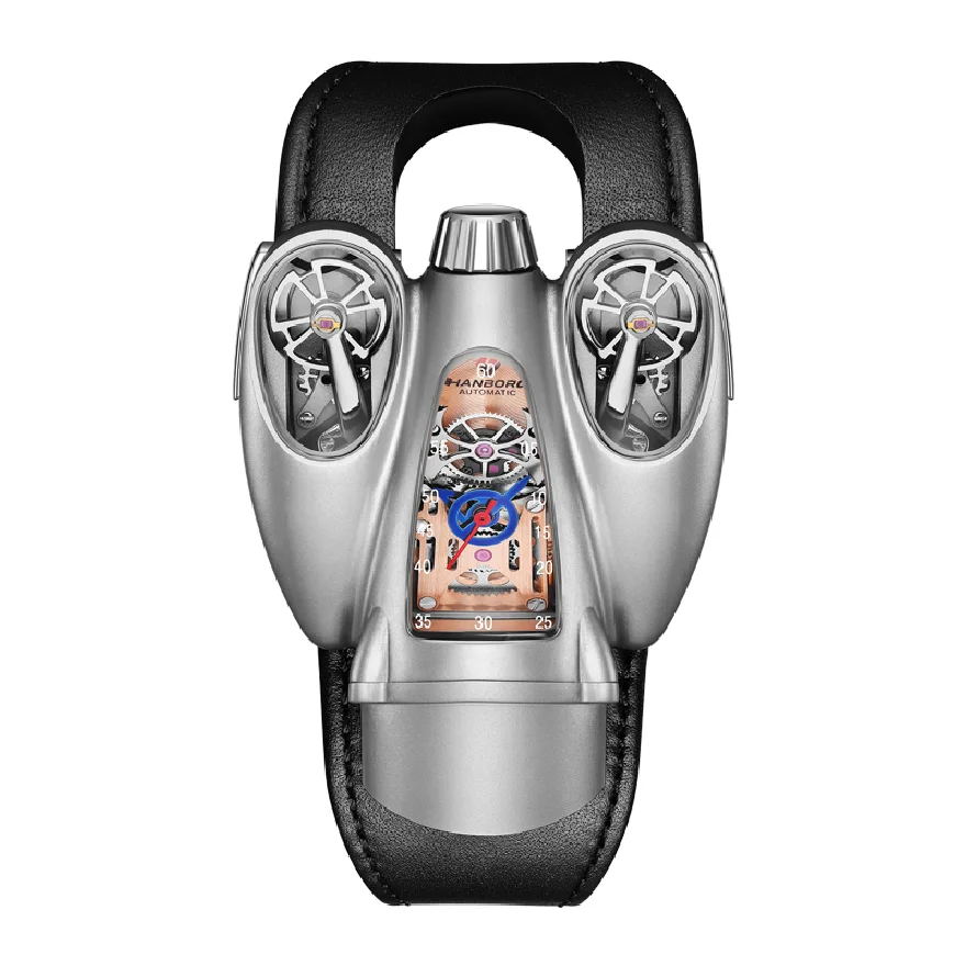 

HANBORO Mens Automatic Watches Luxury Watch Fashion Mechanical Wristwatch Dual Movement Window Time Display Aerocraft Case