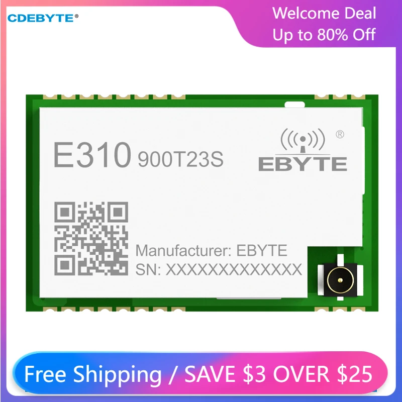 

CDEBYTE AX5045 915MHz Wireless Serial Port Module E310-900T23S Sub-GHz RF Low Power 23dbm 5.6KM Relay Half Duplex SMD