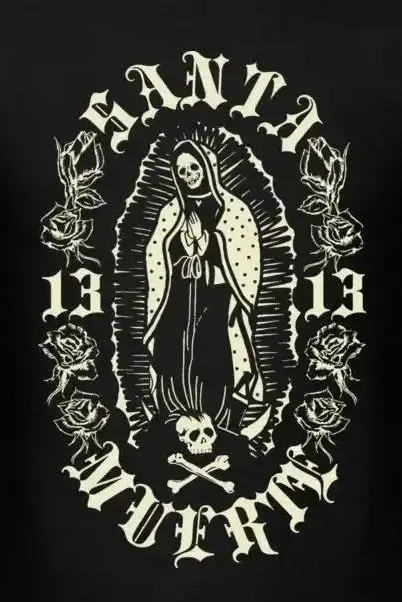 Фото Модный дизайн, футболка Santa Muerte 13, 100% хлопок, с круглым вырезом, летняя повседневная мужская футболка с коротким рукавом, размер S-3XL №1