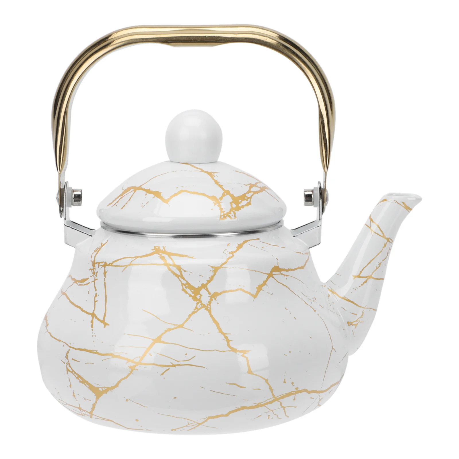 

Stainless Steel Water Jug Enamel Kettle Boiling Pot Stove Heating 22.5x12cm Household Teakettle White