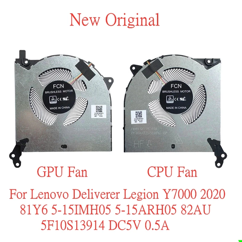Новый оригинальный вентилятор охлаждения процессора ноутбука Lenovo Deliverer Legion Y7000 R7000 2020 81Y6 5-15IMH05 5-15ARH05 82AU 5F10S13914 DC5V