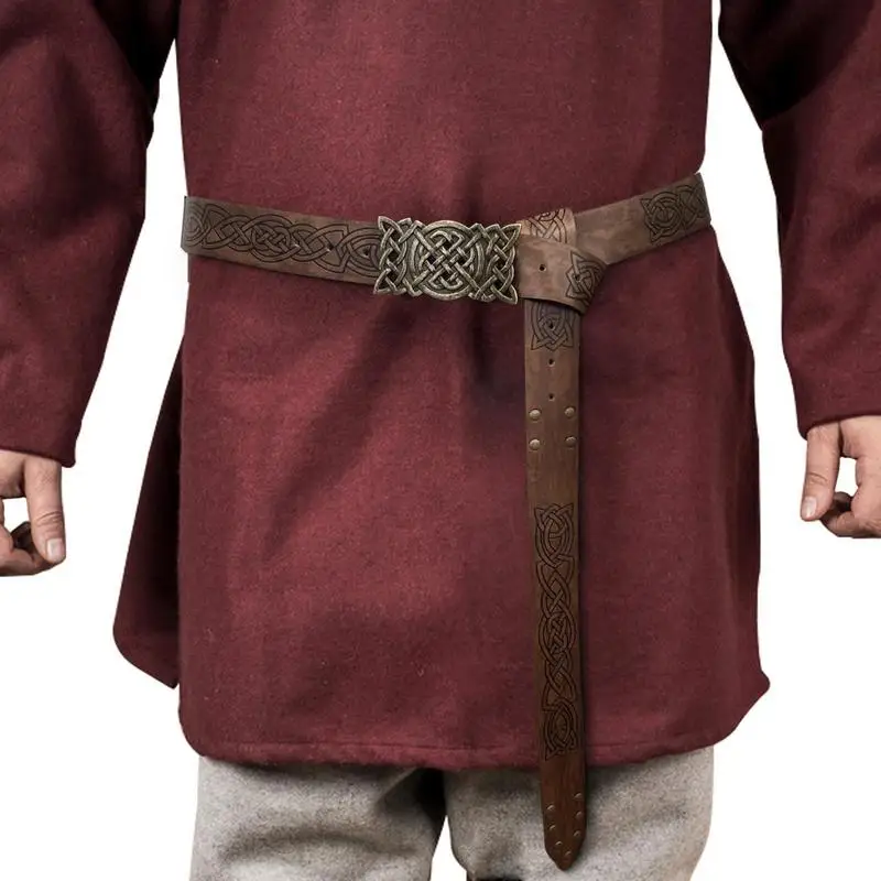 

Medieval Renaissance Belt Faux Leather Viking Belt With Embossed Buckle Embossed Belt For Dress Accessories Men Renaissance Belt