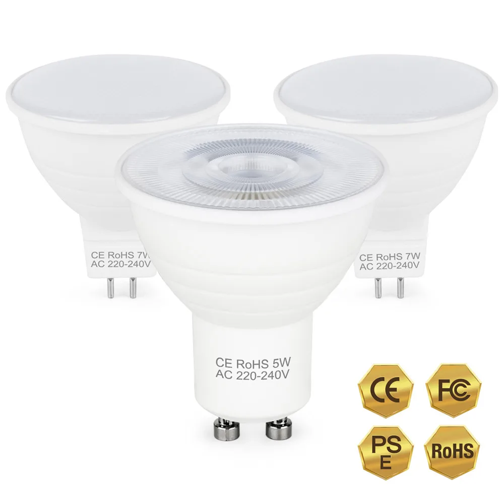 

Светодиодная лампа Gu10 Mr16 в виде чашки, алюминиевая лампа 220 В, 1 шт., светодиодные лампы, энергосберегающая, 2835 лм, пластиковая лампа Smd для дом...