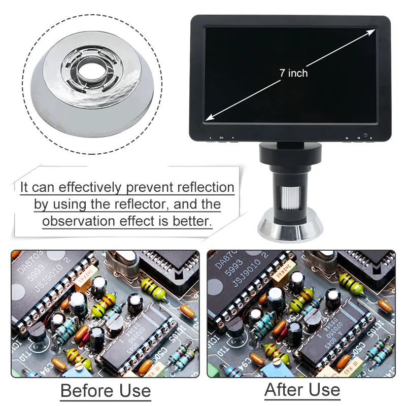 Цифровой микроскоп со светодиодсветодиодный подсветкой 1200X 7-дюймовый HD-дисплей