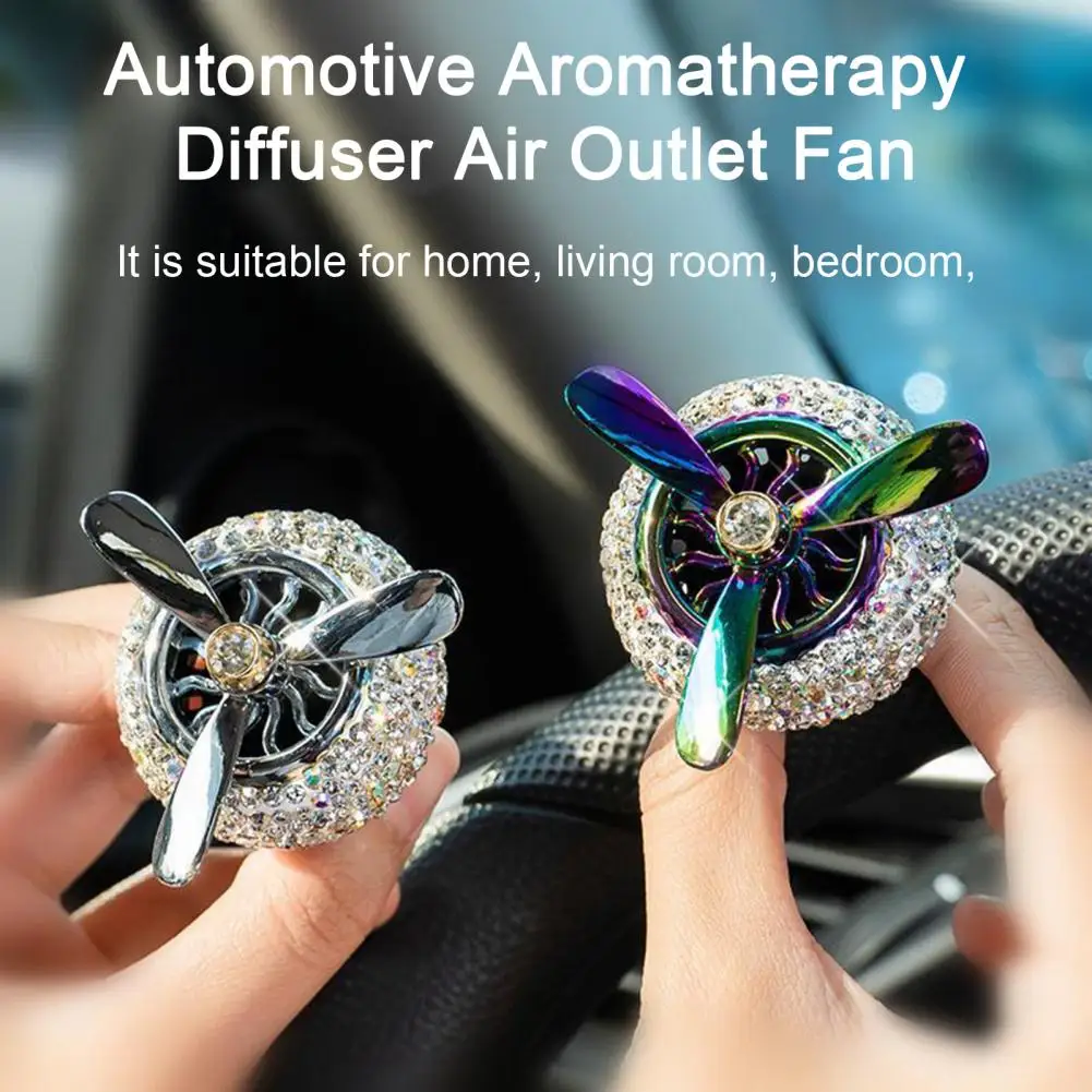 

Car Air Freshener Air Vent Mount Rotating Propeller Rhinestone Long Lasting Fragrance Mini Odor Removal Silicone Clip Type Autom