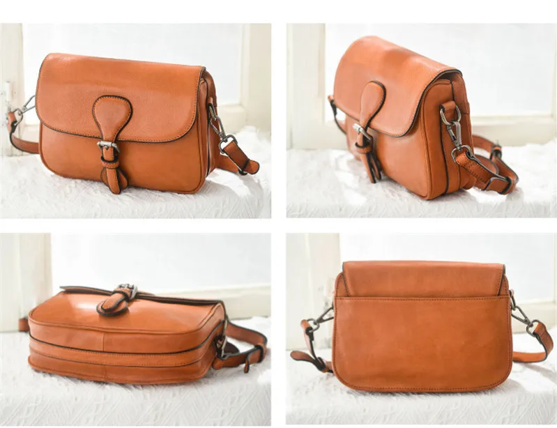 Fashion luxury genuine leather ladies messenger bag organizer designer natural real cowhide women's outdoor daily shoulder bag