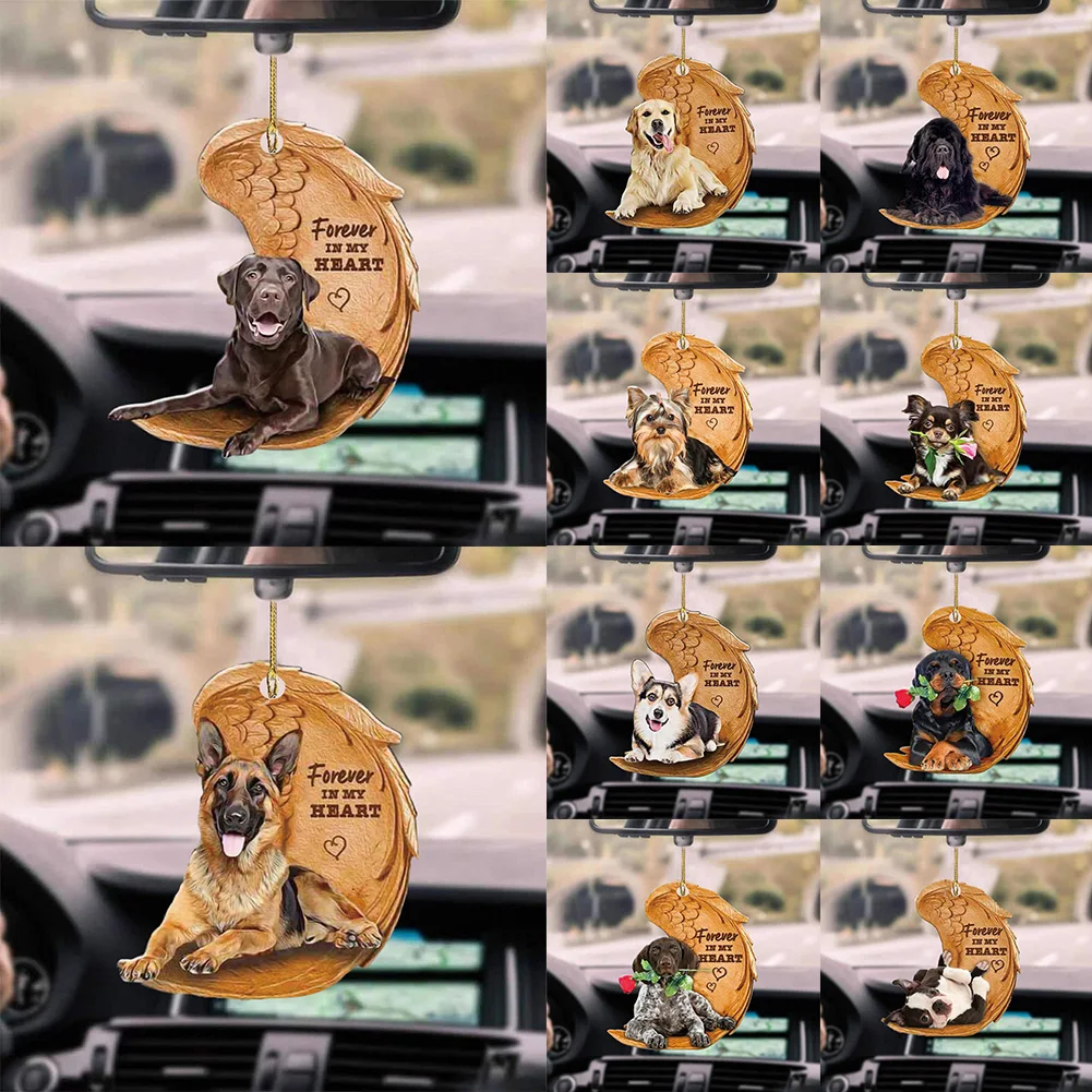 

Car Hanging Ornament Angel Dog Hanging Ornament Cute Animal Car Rear View Mirror Pendant Decoration Auto Interior Decoration