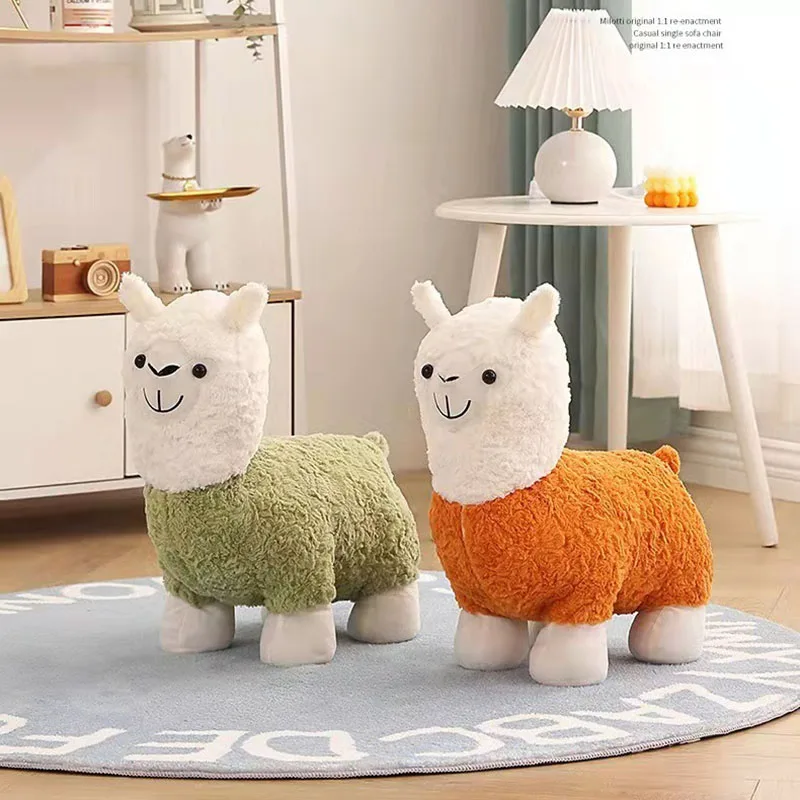 

Alpaca Stool Children's Sofa Cartoon Chairs Creative Living Room Shoe Stools Birthday Gift Nordic Stools Designer Furnitures