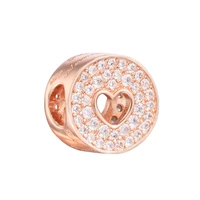 rose pave heart anniversary charm joyas plata de ley 925 autentica diy jewelry for woman charms for jewelry making woman beads