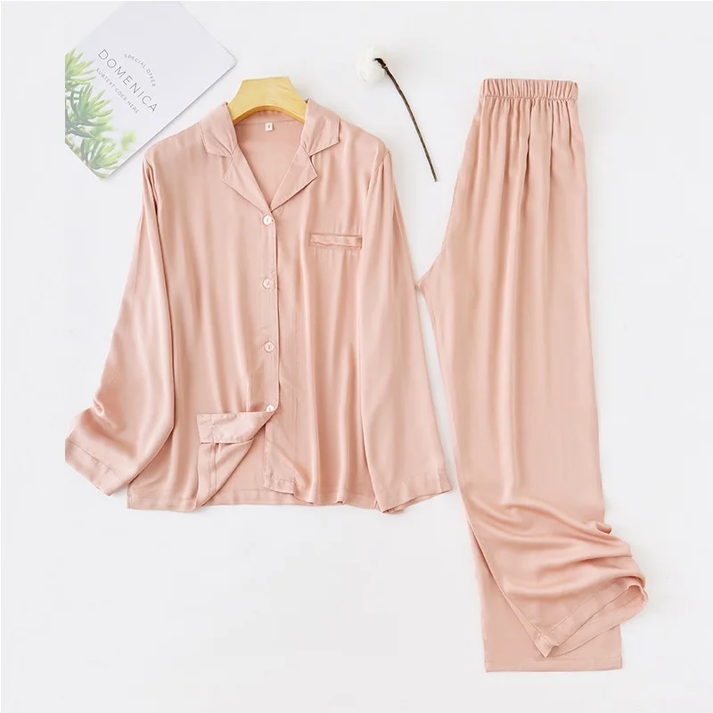

Women Pajama Set Pure Colors Homewear Clothes with Pocket Female Two Pcs Set Cotton Sleepwear Pajamas Sets Women's Nightwear