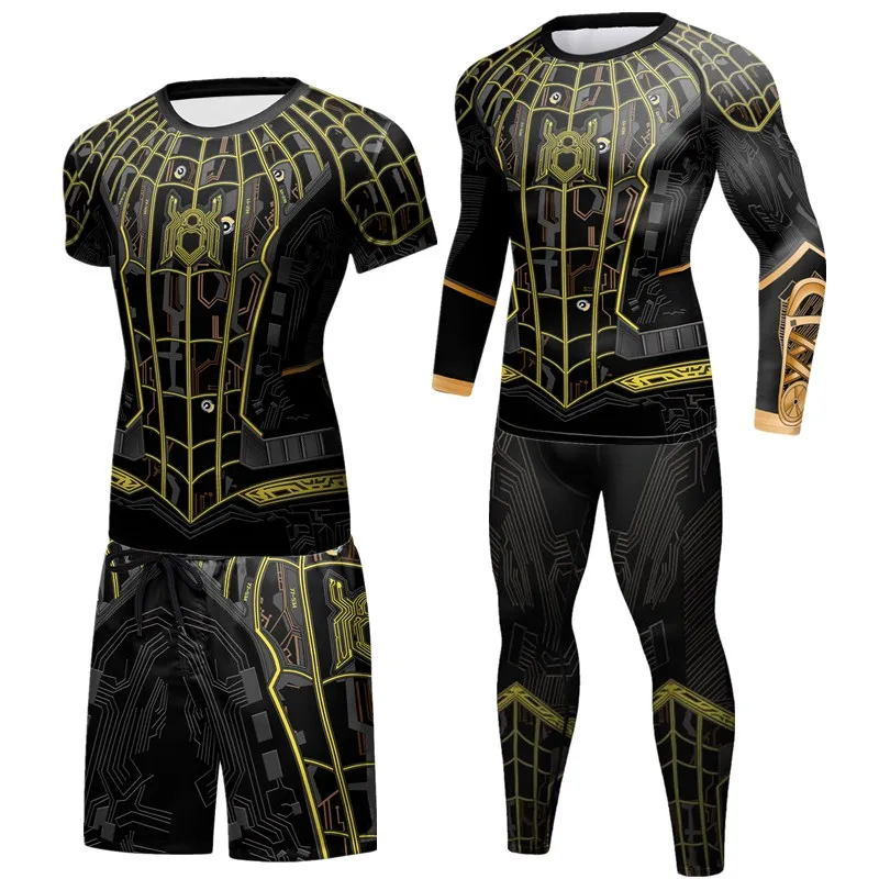 Компрессионный спортивный костюм MMA Rashguard, боксерские майки, мужские бриджи, шорты для фитнеса, тренажерного зала, тренировок, набор Boxeo