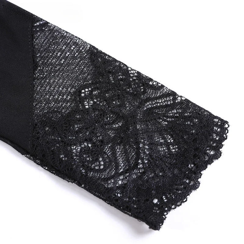 Мягкая и утепленная кружевная нижняя рубашка водолазка с длинным рукавом