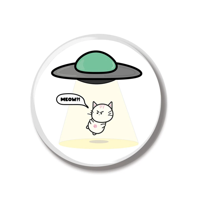 44 мм НЛО инопланетянин ловля кота мяу булавка мягкая кнопка ювелирные изделия