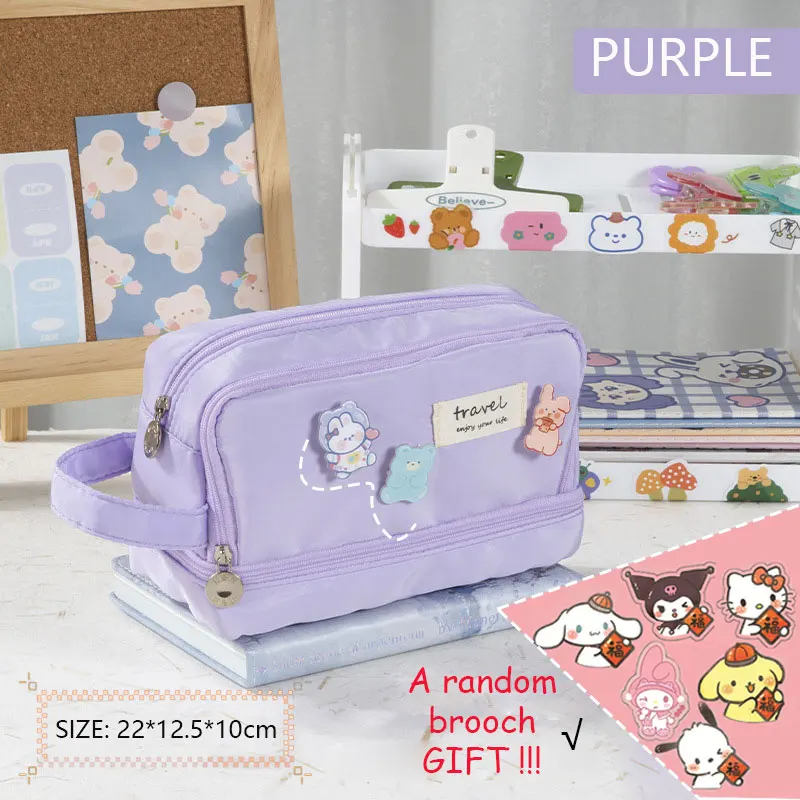 Карандаш Macaron чехол, двухслойная вместительная сумка для карандашей, милая школьная канцелярия, принадлежности для школы и офиса Карандаш Macaron чехол, двухслойная вместительная сумка для карандашей, милая школьная канцелярия, принадлежности для школы и офиса