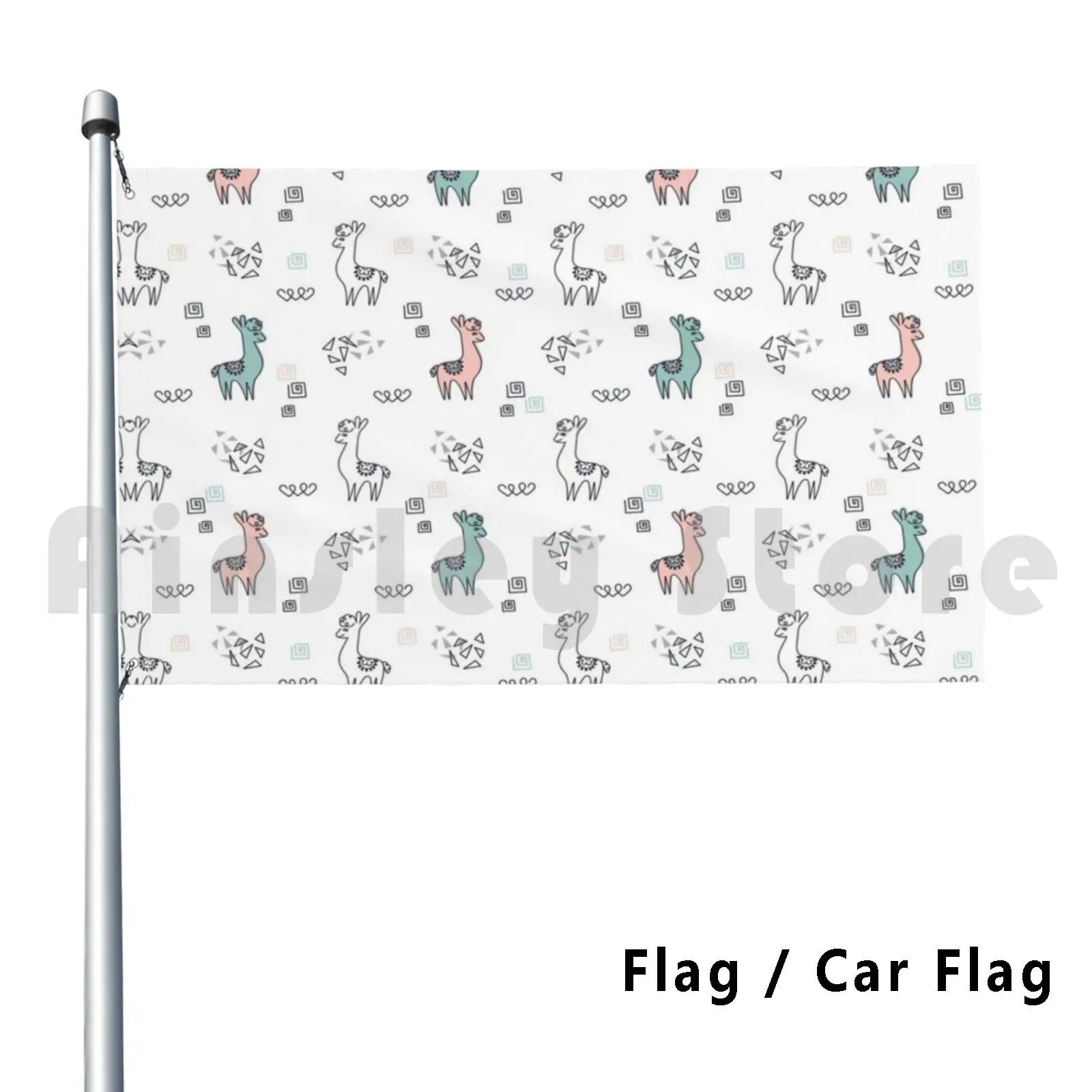 

Flag Car Flag Cute Llama Animals 1651 Cute Black White Llama Animals Doodle Heart Doodles Pink