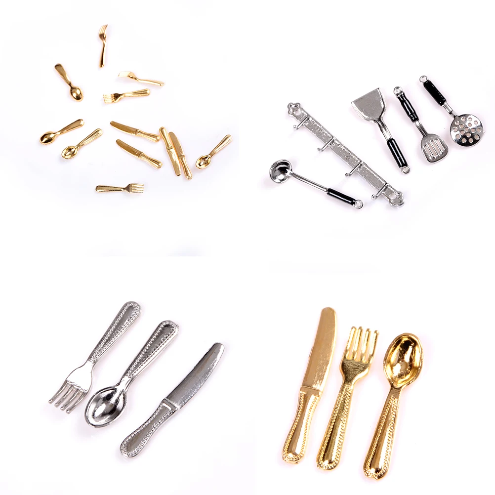 

Mini Dollhouse Miniature Scene Model Accessories Knife Fork And Dinner PlateKitchen Food Miniature Toy Decor