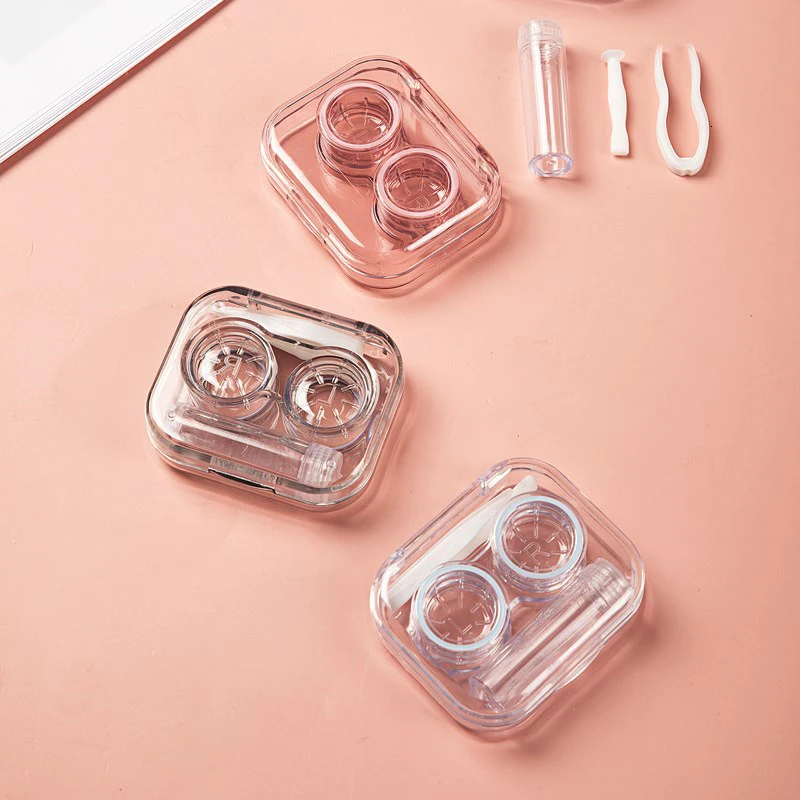 

Transparent Tweezers Suction Stick Container Set Portable Contact Lens Box for Women Girl Travel Contact Lenses Case Set Gift