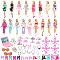 barwa random 49 pieces2 sequin skirt3 top pants5 sling skirt2 swimsuit10 shoes27 accessories for barbie 11 5inch doll