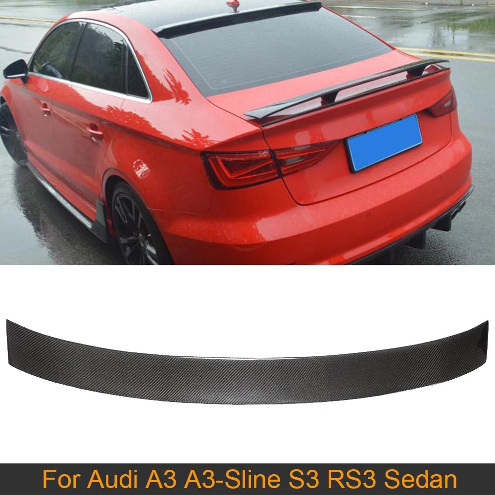 

Car Rear Trunk Wing Spoiler For Audi A3 A3-Sline S3 RS3 Sedan 2014 - 2019 Rear Trunk Boot Lip Wing Spoiler Carbon Fiber