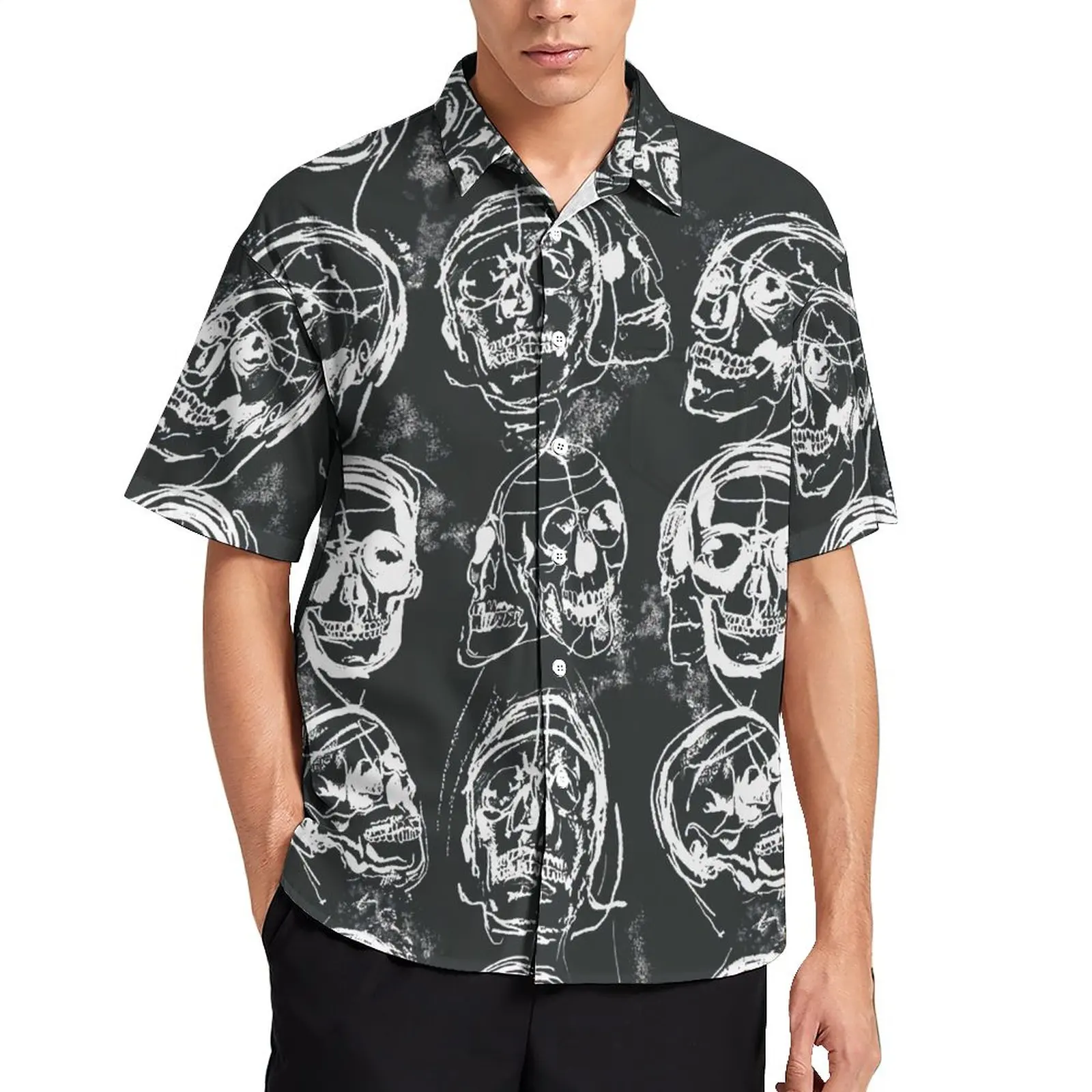

Types Of Skull Casual Shirts Abstract Skulls Pop Art Vacation Shirt Hawaiian Fashion Blouses Male Printed Plus Size